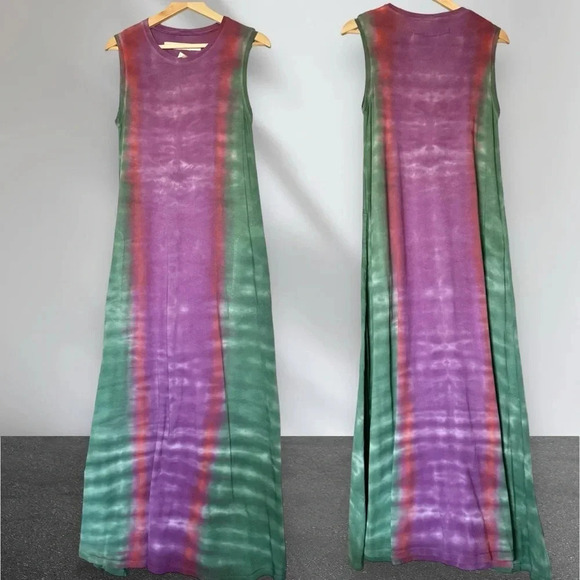 Raquel Allegra Fantasy Tiger Tie Dye Classic Jersey Sleeveless Drama Maxi Dress - Picture 5 of 10